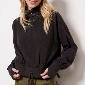 Sweaty Betty Black Turtleneck Drawstring Hem Sweater